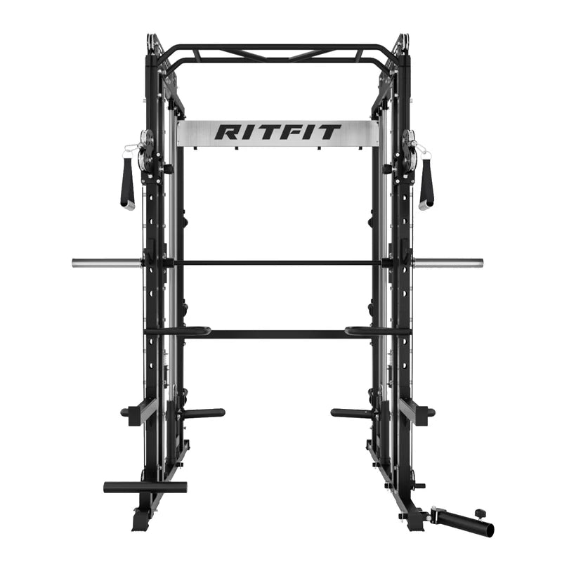 RitFit M1 Multi-Functional Smith Machine 2.0 with Cable Crossover System and Squat Rack for Home Gym